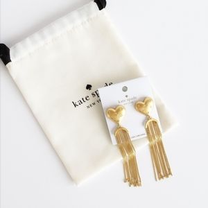 NWT KATE SPADE HEART FRINGE EARRINGS